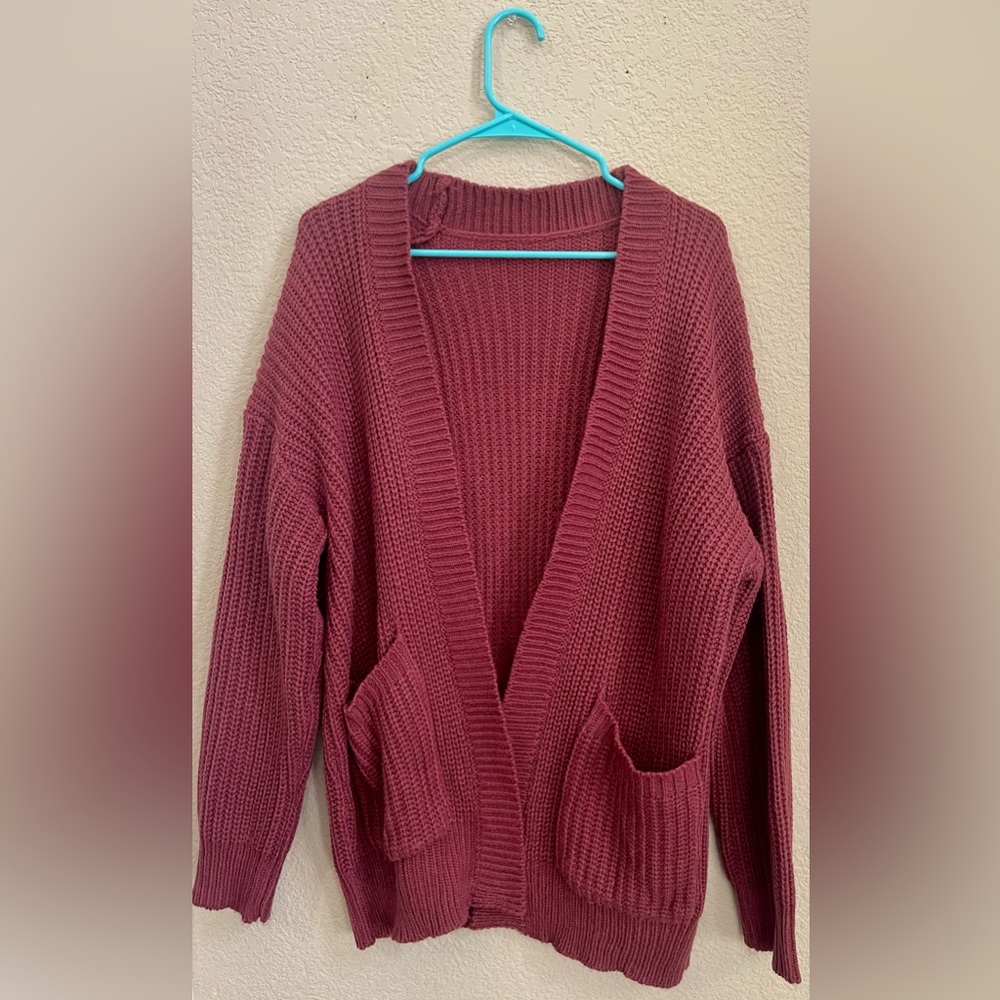 Shein Oversized Rose Colored Cardigan